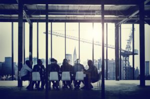 meeting in a spacious office