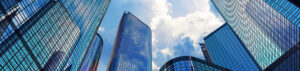 Investigations. Modern business buildings.
